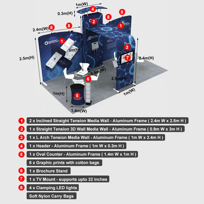 20x10ft Trade Show Booth Modular U Shape Tension Fabric Display System