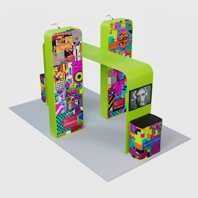 3x6m Trade Show Booth with Lightweight Aluminum Frame, Tool-Free Assembly, and Dye Sublimation Print