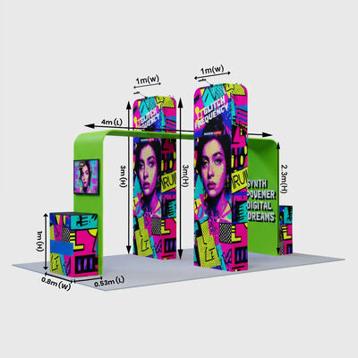 3x6m Trade Show Booth with Lightweight Aluminum Frame, Tool-Free Assembly, and Dye Sublimation Print