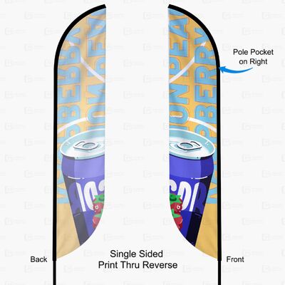 Outdoor Custom CMYK Full Color Printed Durable Polyester Flying Feather Beach Flags