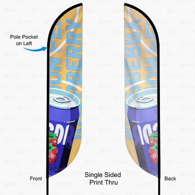 Outdoor Custom CMYK Full Color Printed Durable Polyester Flying Feather Beach Flags