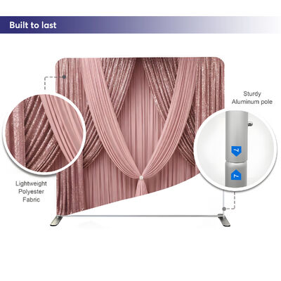 Pink Sequin Drape Pillow Case Cover Backdrop Expo Easy Trade Show Booth Tube Display Tension Fabric Banner