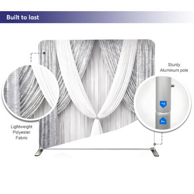 Silver Sequin Drape Pillow Case Cover Backdrop Custom Trade Show Advertising Banner Tension Fabric Display Portable Backdrop Stand
