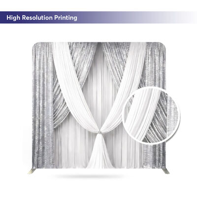 Silver Sequin Drape Pillow Case Cover Backdrop Custom Trade Show Advertising Banner Tension Fabric Display Portable Backdrop Stand