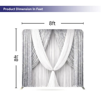 Silver Sequin Drape Pillow Case Cover Backdrop Custom Trade Show Advertising Banner Tension Fabric Display Portable Backdrop Stand