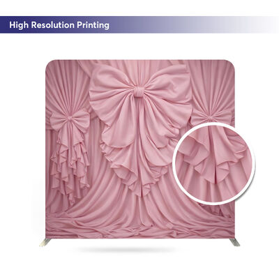 Pink Bow Drape Pillow Case Cover Backdrop Custom Trade Show Advertising Banner Tension Fabric Display Portable Backdrop Stand