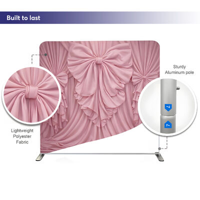 Pink Bow Drape Pillow Case Cover Backdrop Custom Trade Show Advertising Banner Tension Fabric Display Portable Backdrop Stand