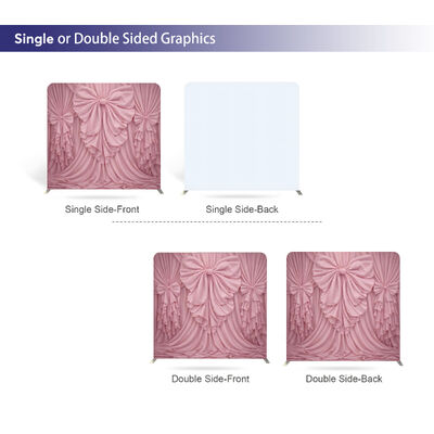 Pink Bow Drape Pillow Case Cover Backdrop Custom Trade Show Advertising Banner Tension Fabric Display Portable Backdrop Stand