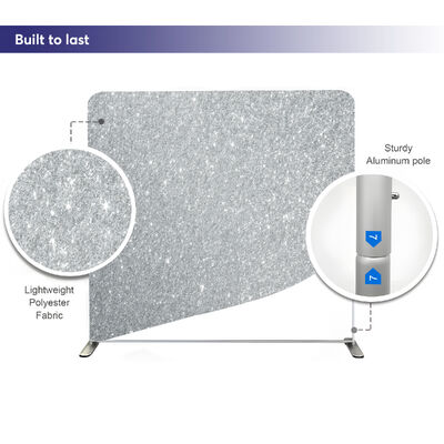 Silver Glitter Lightweight Wedding Tension Fabric Backdrop Wall Custom Foldable Aluminum Stand