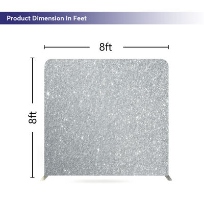 Silver Glitter Lightweight Wedding Tension Fabric Backdrop Wall Custom Foldable Aluminum Stand