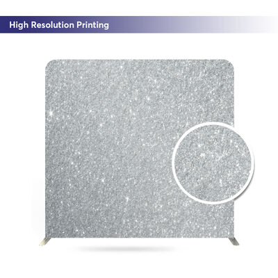 Silver Glitter Lightweight Wedding Tension Fabric Backdrop Wall Custom Foldable Aluminum Stand