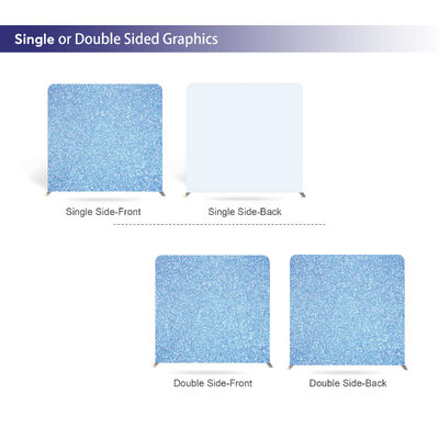 Blue Glitter Lightweight Wedding Tension Fabric Backdrop Wall Custom Foldable Aluminum Stand