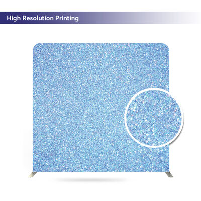 Blue Glitter Lightweight Wedding Tension Fabric Backdrop Wall Custom Foldable Aluminum Stand