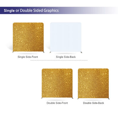 Gold Glitter Lightweight Wedding Tension Fabric Backdrop Wall Custom Foldable Aluminum Stand