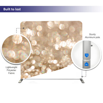 Champagne Sparkle Tension Fabric Backdrop Aluminium Tube Display Trade Show Booths for Exhibition