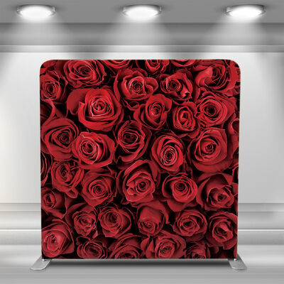 Red Rose Tension Fabric Backdrop Aluminium Tube Display Pillow Cover Backdrop For Wedding Party Events