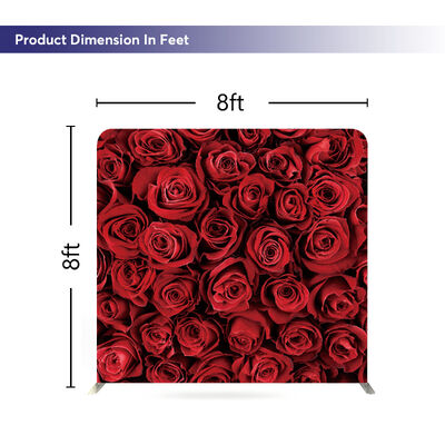 Red Rose Tension Fabric Backdrop Aluminium Tube Display Pillow Cover Backdrop For Wedding Party Events
