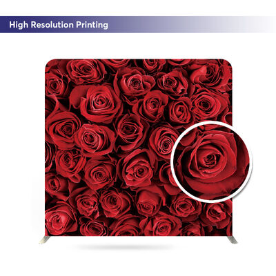 Red Rose Tension Fabric Backdrop Aluminium Tube Display Pillow Cover Backdrop For Wedding Party Events