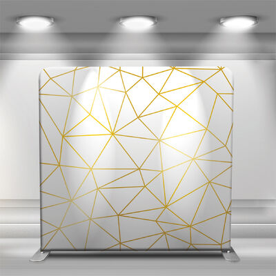 Gold Geometric Tension Fabric Backdrop Photobooth Studio Wall Party Photography Background Birthday Wedding 360 Photo Banner