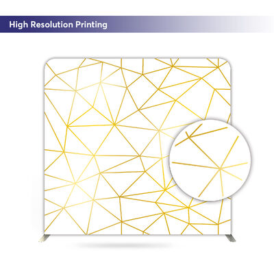 Gold Geometric Tension Fabric Backdrop Photobooth Studio Wall Party Photography Background Birthday Wedding 360 Photo Banner