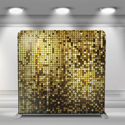 Glitter Golden Sequin Wall Backdrop Cover For Party Custom Double Sided Tension Fabric Backdrop 