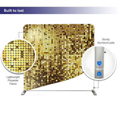 Glitter Golden Sequin Wall Backdrop Cover For Party Custom Double Sided Tension Fabric Backdrop 