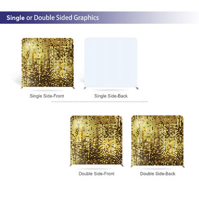 Glitter Golden Sequin Wall Backdrop Cover For Party Custom Double Sided Tension Fabric Backdrop 