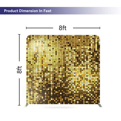 Glitter Golden Sequin Wall Backdrop Cover For Party Custom Double Sided Tension Fabric Backdrop 