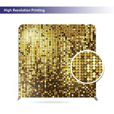 Glitter Golden Sequin Wall Backdrop Cover For Party Custom Double Sided Tension Fabric Backdrop 