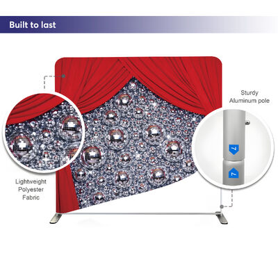 Customized Printing Exhibition Backdrop Display Portable Aluminum Frame Tension Fabric Display Wedding Backdrop Stand