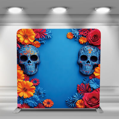 Custom Dye Sublimation Printed Tension Fabric Backdrop Waterproof Aluminum Frame Portable Exhibition Backdrop Display