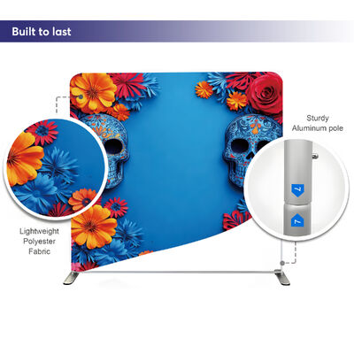 Custom Dye Sublimation Printed Tension Fabric Backdrop Waterproof Aluminum Frame Portable Exhibition Backdrop Display