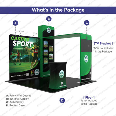 10x10ft Custom Portable Aluminum Tool Free Easy Setup Arch Shelf Trade Show Booth Exhibition Display