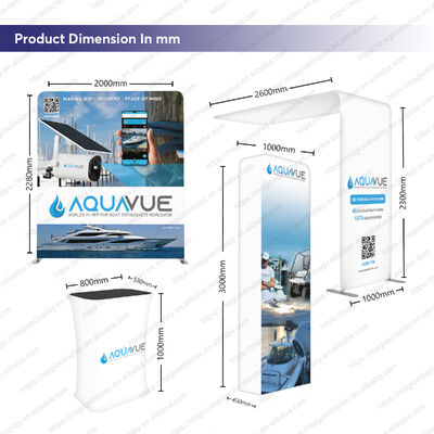 Custom Portable Trade Show Booth Display 10x10FT Heavy Duty Aluminum Alloy Tension Fabric Backdrop