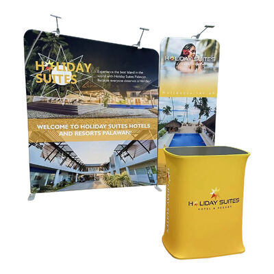 Custom Portable Trade Show Booth Display 10x10FT Heavy Duty Aluminum  Tension Fabric Backdrop with LED Lighting and Engagement Features