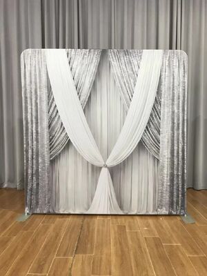8x8ft Foldable Pillowcase Backdrop Pink Curtains Print Wrinkle Resistant Waterproof Stretch Fabric for Event Exhibitors Trade