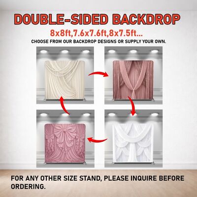 8x8ft Foldable Pillowcase Backdrop Pink Curtains Print Wrinkle Resistant Waterproof Stretch Fabric for Event Exhibitors Trade
