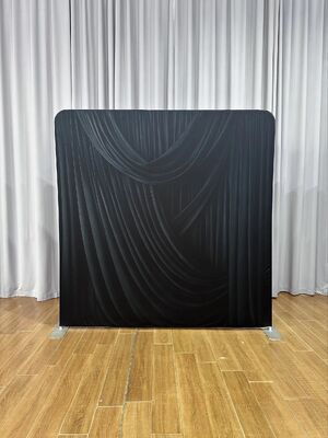Black Curtain Double-Sided Custom Straight Tension Fabric Backdrop for Event Booth Display with Dye Sublimation Printing