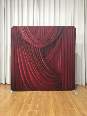 Black Curtain Double-Sided Custom Straight Tension Fabric Backdrop for Event Booth Display with Dye Sublimation Printing