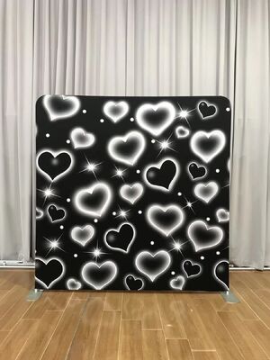 8x8ft Heart-Themed Tension Fabirc Backdrop Detachable  pillowcase Backdrop for parties and events