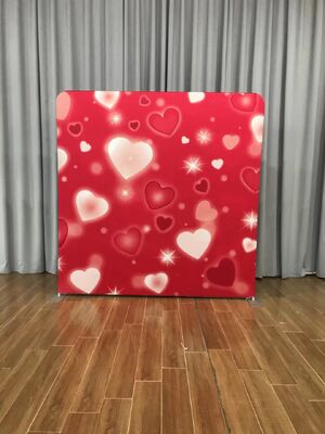 8x8ft Heart-Themed Tension Fabirc Backdrop Detachable  pillowcase Backdrop for parties and events