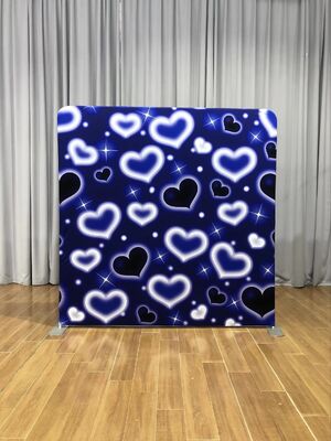 8x8ft Heart-Themed Tension Fabirc Backdrop Detachable  pillowcase Backdrop for parties and events