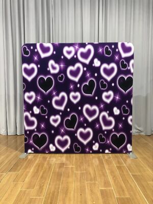 8x8ft Heart-Themed Tension Fabirc Backdrop Detachable  pillowcase Backdrop for parties and events