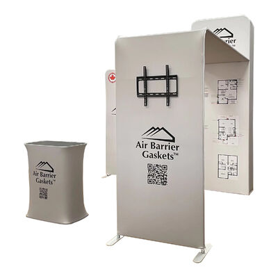 Custom Trade Show Booth with Portable Fabric Banner Podium and LED Lighting for Professional Event Space Transformation