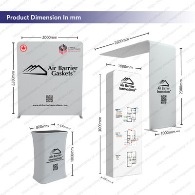 Custom Trade Show Booth with Portable Fabric Banner Podium and LED Lighting for Professional Event Space Transformation
