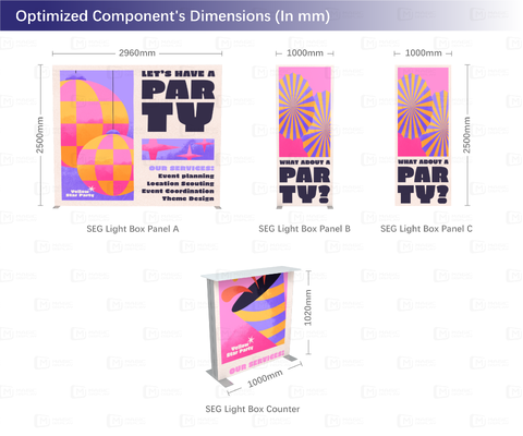 SEG Light Box Display System Offering Quick Assembly and Dye Sublimation Printing for Eye Catching Visuals at Events
