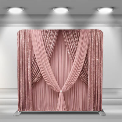 Pink Sequin Drape Pillow Case Cover Backdrop Expo Easy Trade Show Booth Tube Display Tension Fabric Banner