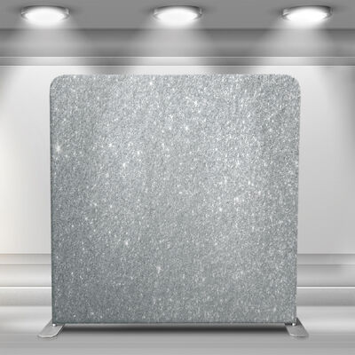 Silver Glitter Lightweight Wedding Tension Fabric Backdrop Wall Custom Foldable Aluminum Stand